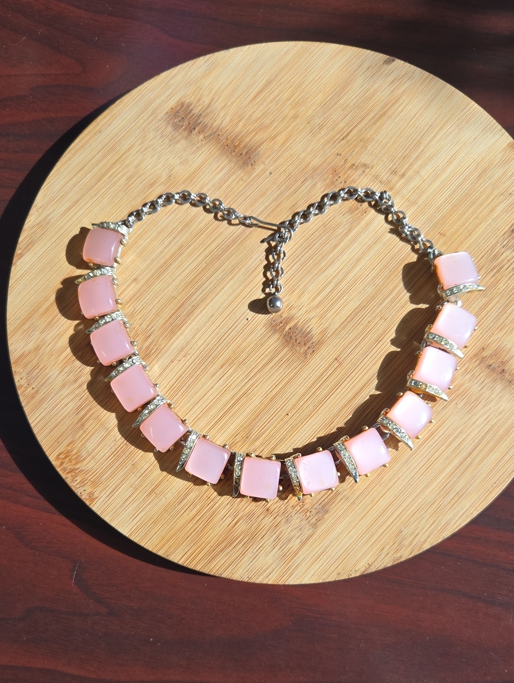 Vtg Coro Pink Thermoset Statement Necklace